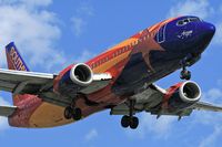 N383SW @ LAX - Southwest Airlines N383SW Arizona ONE (FLT SWA2748) from Reno Tahoe Int'l ((KRNO) on final approach to RWY 24R. - by Dean Heald