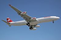 HB-JMB @ LAX - Swiss HB-JMB (FLT SWR40) from Zurich, Switzerland (LSZH) on final approach to LAX RWY 24R. - by Dean Heald