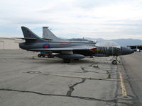 N301XF @ CNO - ex-Royal Navy Hawker Hunter GA.11 XF301 VL/834 RNAS LOssiemouth  @ Chino Municipal Airport, CA - by Steve Nation
