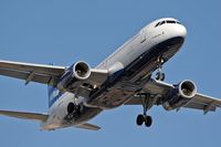 N529JB @ LAS - Jet Blue N529JB Ole Blue Eyes (FLT JBU284) from Long Beach (KLGB) on final approach to RWY 25L. - by Dean Heald