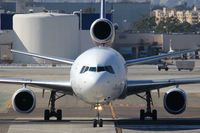 N375FE @ LAX - Fed Ex N375FE (FLT FDX3154) taxiing across a closed RWY 25L after arrival from Fort Worth Alliance (KAFW). - by Dean Heald