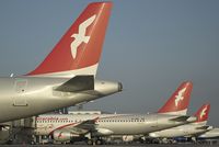 A6-ABC @ SHJ - 3 Air Arabia Airbus A320 nice tail line up - by Yakfreak - VAP