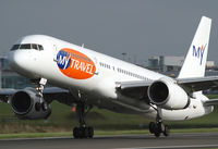 G-WJAN @ EGCC - Cross wind take off. - by Kevin Murphy