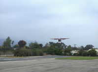 N57E @ SZP - 1937 Howard DGA-11 CUSTOM, P&W R-985-N 450 Hp, on short final for Rwy 22 - by Doug Robertson