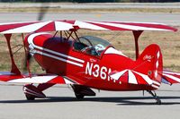 N36MT @ VNY - Bill O'Keefe Burner in his 1995 Aviat Pitts S-2B taxiing to his hangar after arrival on RWY 16R.  What a beautiful plane. - by Dean Heald