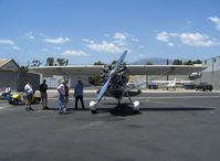 N273MD @ SZP - Dickenson Howard DGA-21 Experimental class, P&W R-1340-57 600 Hp Wasp radial, at fuel ramp, builder with interested group - by Doug Robertson