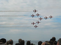 UNKNOWN - Red Arrows - Royal Air Force Display Team. BAe Hawk Mk1 aircraft in 'Concord' formation - by Jeff Sexton