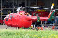 G-BTHV @ EGBJ - Bolkow Bo105 at Gloucestershire (Staverton) Airport - by Terry Fletcher