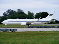 A6-MRS @ EGSS - Dubai Air Wing Boeing 737-8E0/W BBJ - by Chris Hall