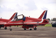 XX266 @ EGTC - British Aerospace Hawk T1A , one of the RAF 'Red Arrow's' aerobatic team at Cranfield's celebration of the 50th anniversary of the College of Aeronautics in 1996. - by Malcolm Clarke