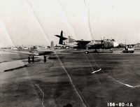 N4998K @ VULTEE FIE - Taken at the North American plant in Downey, Ca. circa 1949. First production AJ-1 Savage in background. Crashed in 1950 (BuNo 122590). Photo courtesy of Nick Glavinich - by Nick Taylor Photography