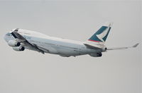 B-HUE @ KLAX - Cathay Pacific Boeing 747-467, 25R departure KLAX. - by Mark Kalfas