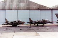 XW267 @ EGDM - Harrier T.4 of the Strike Attack Operational Evaluation Unit (SAOEU) on the flight-line of the 1990 Boscombe Down Battle of Britain 50th Anniversary Airshow. - by Peter Nicholson