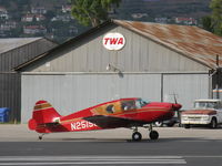 N25190 @ SZP - 1940 Bellanca 14-9 CRUISAIR JUNIOR, Lycoming O&VO-360 180 Hp conversion from original Ken Royce LeBlond 90 Hp radial, holding short Rwy 22 - by Doug Robertson