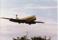 XV226 @ EGQK - Nimrod MR.2 of the Kinloss Maritime Reconnaissance Wing on final approach to Runway 08 at RAF Kinloss in the Summer of 1998. - by Peter Nicholson