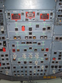 N434UA @ DPA - A320 overhead panel - by swpilot2494