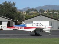 N78YB @ SZP - 1950 Beech B35 BONANZA, Continental E-225-8 196 Hp @2,450 rpm for one minute, 185 Hp continuous, tip tanks, landing roll Rwy 04 - by Doug Robertson