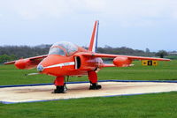 XP502 @ EGBP - Gnat T1 first entered service with 4FTS in 1962, preserved in front of the tower in Red Arrows colours although it never flew with them. - by Chris Hall