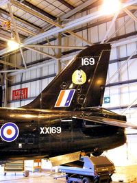 XX169 @ EGDY - inside the FRADU Hawk hangar, in full 19 Sqdn markings, with RAF titles - by Chris Hall