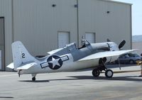 N86572 @ KCNO - Grumman (General Motors) FM-2 (F4F) Wildcat visiting for a lecture and flight demonstration at the Planes of Fame Museum, Chino CA - by Ingo Warnecke