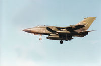 46 46 @ EGQS - Tornado ECR, callsign Mission 3247 Bravo, of JBG-32 on final approach to Runway 23 at RAF Lossiemouth in September 1994. - by Peter Nicholson