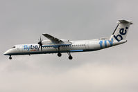 G-JEDM @ EGNT - De Havilland Canada DHC-8-402Q on approach to Runway 25 at Newcastle Airport, March 2012. - by Malcolm Clarke