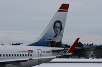 LN-NOP @ ENZV - Norwegian Air (DY) Are just about to tax into gate 15 at Stavanger (SVG) coming from Oslo-Gardermoen (OSL) LN-NOP (Camilla Collett) on the tail...and with of course with winglets on both size!:).. - by Samuel Gombos