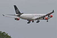 OY-KBM @ KORD - SAS/Scandinavian Airlines Airbus A340-313X, SAS934 arriving from Copenhagen /EKCH, RWY 10 approach KORD. - by Mark Kalfas