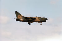 5503 @ EGQS - Portuguese Air Force A-7P Corsair II of 304 Esquadron on final approach to Runway 05 at RAF Lossiemouth in September 1993. - by Peter Nicholson