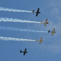 N555PF @ KCJR - N555PF leading five ship with N528TC, N65491 on left and N194RR, N281CM on right - Culpeper Air Fest 2012 - by Ronald Barker