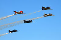 N555PF @ KCJR - N555PF leading five ship with N65491 on right wing and N194RR, N281CM, N528TC on left wing - Culpeper Air Fest 2012 - by Ronald Barker