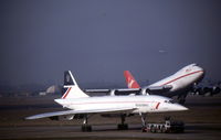 G-BOAF @ LHR - Being tugged at LHR in January 1992. - by Murray Lundberg