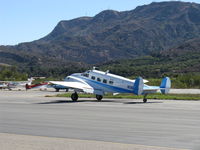 N18E @ SZP - 1958 Beech SUPER E18S, two P&W R-985 Wasp Jr. radials 450 Hp each, landing roll Rwy 04 - by Doug Robertson