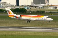EC-IDC @ LFBO - Canadair Regional Jet CRJ-200ER, Landing Rwy 14R, Toulouse Blagnac Airport (LFBO-TLS) - by Yves-Q