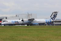G-JECP @ EGFF - DHC-8-402Q, Flybe, Callsign Jersey 9TP, seen landing on runway 30 at EGFF, out of Belfast city. - by Derek Flewin