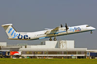 G-JECH @ EGFF - Dash 8, Flybe, Newquay based, call sign Jersey 7UA, previously N4744W, G-BEDA, departing runway 30 en-route to Belfast City. - by Derek Flewin