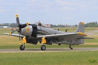 F-AZFN @ LFPB - Douglas AD-4N Skyraider, Taxiing after landing rwy 03, Paris-Le Bourget (LFPB-LBG) Air show 2015 - by Yves-Q