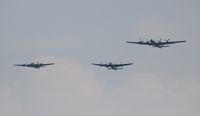 N529B @ YIP - B-29 in formation with a Lancaster and a B-17 - by Florida Metal
