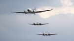 N431HM @ EGSU - 45. The Dakota in formation with the pair of Beechcraft Model 18's on the eve of The Flying Legends Airshow, July 2017. - by Eric.Fishwick