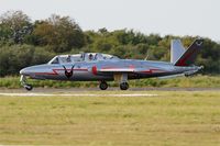 F-AZPF @ LFRU - Fouga CM-175 Zephyr, Landing rwy 22, Morlaix-Ploujean airport (LFRU-MXN) Air show 2017 - by Yves-Q