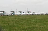 UNKNOWN @ EGSH - Parked on TWY Alpha for storage, due to a drop in passenger demand during the COVID-19 outbreak. Front to rear: SE-DJO, SE-DSZ, SE-DSS, SE-DSR, SE-RJI, SE-DSU. - by Michael Pearce