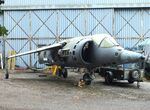 BAPC484 - Hawker Siddeley Harrier GR1 (forward fuselage of XV281 + aft fuselage of a P.1127 test-rig, vertical tail dismounted) awaiting restoration at the Aeroventure South Yorkshire Aircraft Museum, Doncaster - by Ingo Warnecke