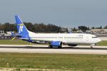 OY-JYG @ LMML - Boeing 737-8JP of Jettime reg OY-JYG rolling RW13 departing Malta. - by raymond