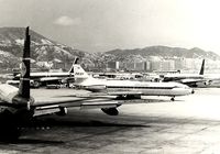  - Thai International Caravelle taxiing between     two BOAC B707s an Cathay Pacific CV880 at the old Kai Tak airport,HKG.March 1967(Sorry for the bad quality) - by metricbolt
