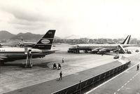  - March 1967,HKG Kai Tak airport.Cathay Pacific,Alitalia and Lufthansa share the ramp - by metricbolt