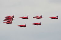  - Red Arrows flying over Blackpool Airport - by Chris Hall