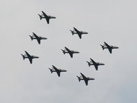  - 9 RAF Hawks of No 4 FTS/208(R) Sqn displaying in a diamond formation - by Chris Hall