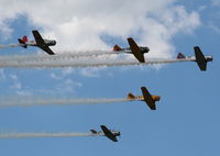  - T-6s in formation with a single BT-13 - by Florida Metal