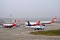  - Resting and rolling aircrafts in a foggy environment. - by Holger Zengler