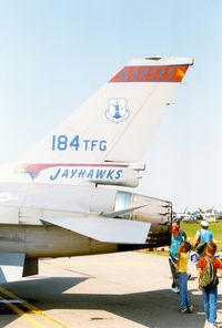  - General Dynamics F-16A Fighting Falcon of the 184th Tactical Fighter Group, Kansas Air National Guard at the 1989 Stewart International Airport Air Show, Newburgh, NY - by scotch-canadian